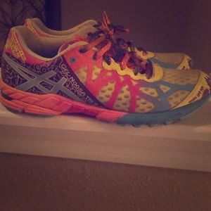 ASICS multi neon tennis shoes